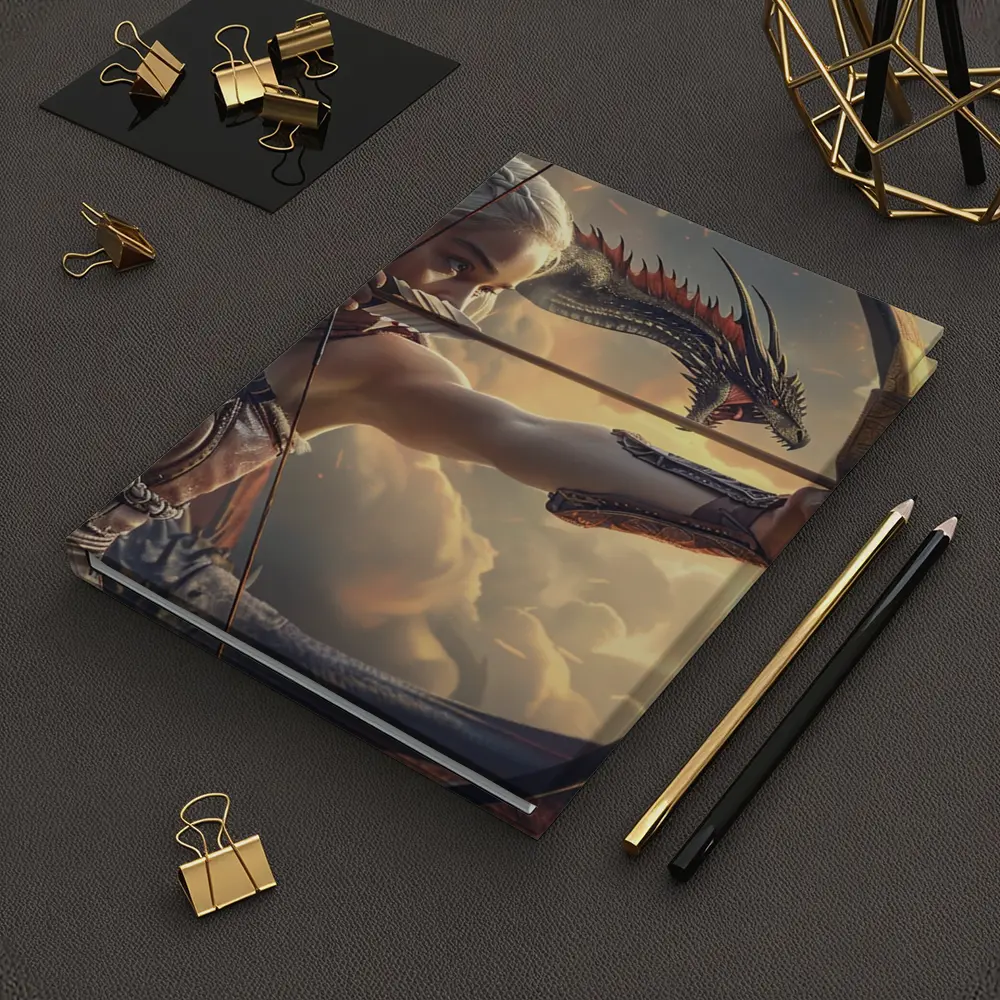 Fantasy Warrior Woman Archer Dragon Sky – Notebooks