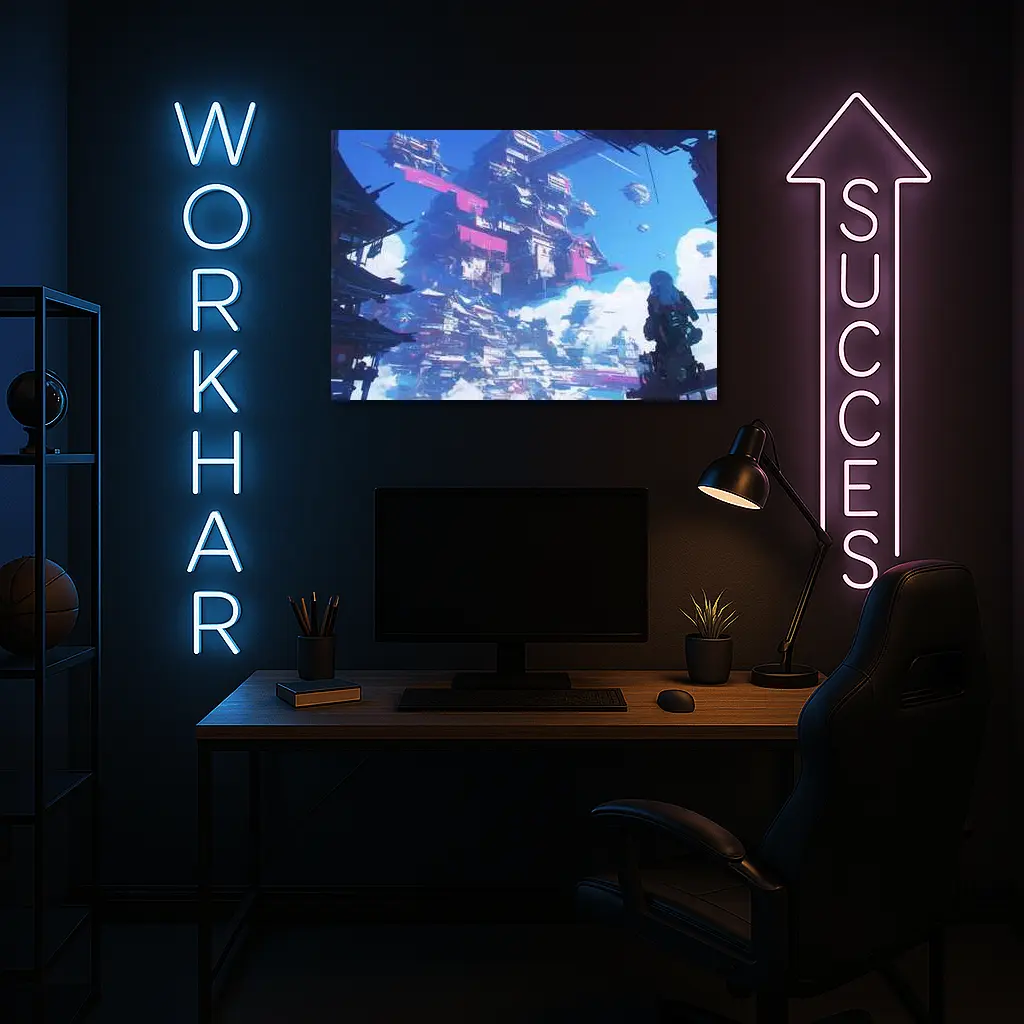 Cyberpunk Floating City Sky Anime Art – Wall Art