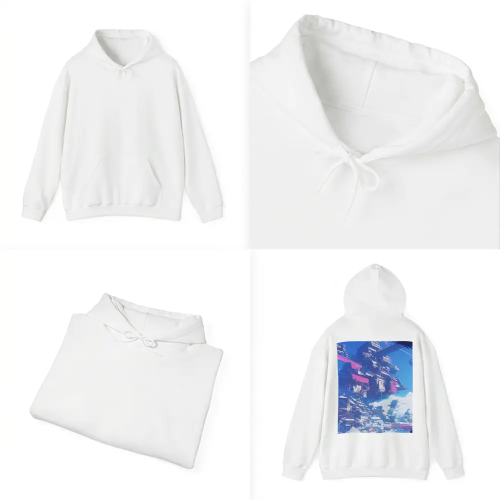 Cyberpunk Floating City Sky Anime Art – Hoodies