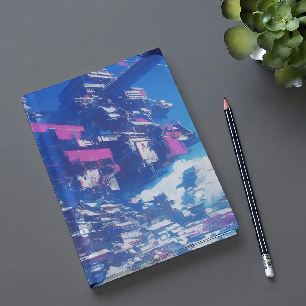 Cyberpunk Floating City Sky Anime Art – Notebooks