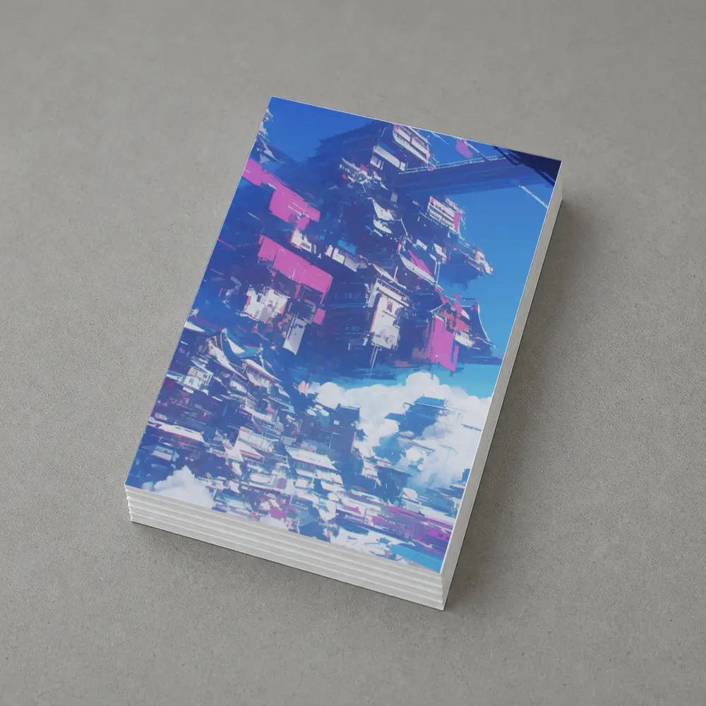 Cyberpunk Floating City Sky Anime Art – Postcards