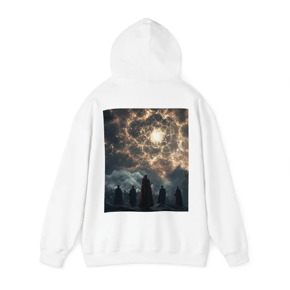 Cloaked Figures Before Glowing Cosmic Portal – Hoodies