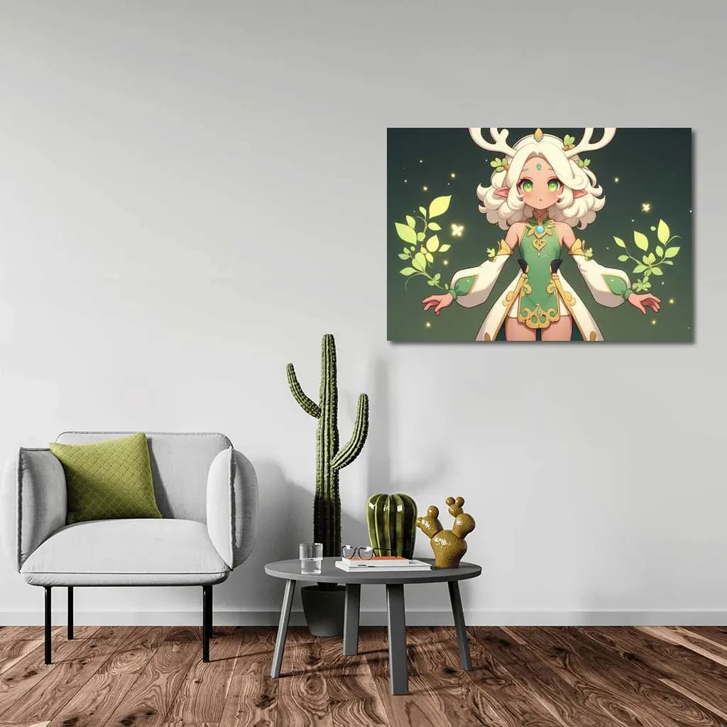 Anime Forest Spirit Girl With Antlers – Wall Art