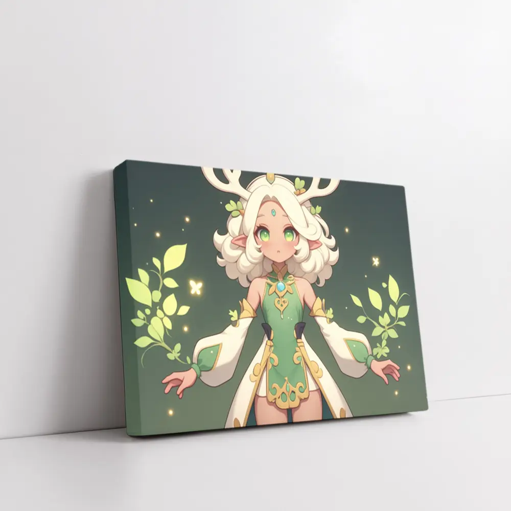 Anime Forest Spirit Girl With Antlers – Wall Art