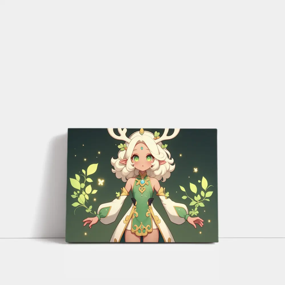 Anime Forest Spirit Girl With Antlers – Wall Art