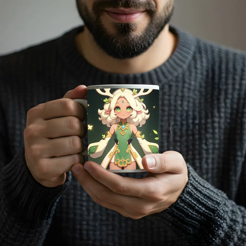 Anime Forest Spirit Girl With Antlers – Mugs