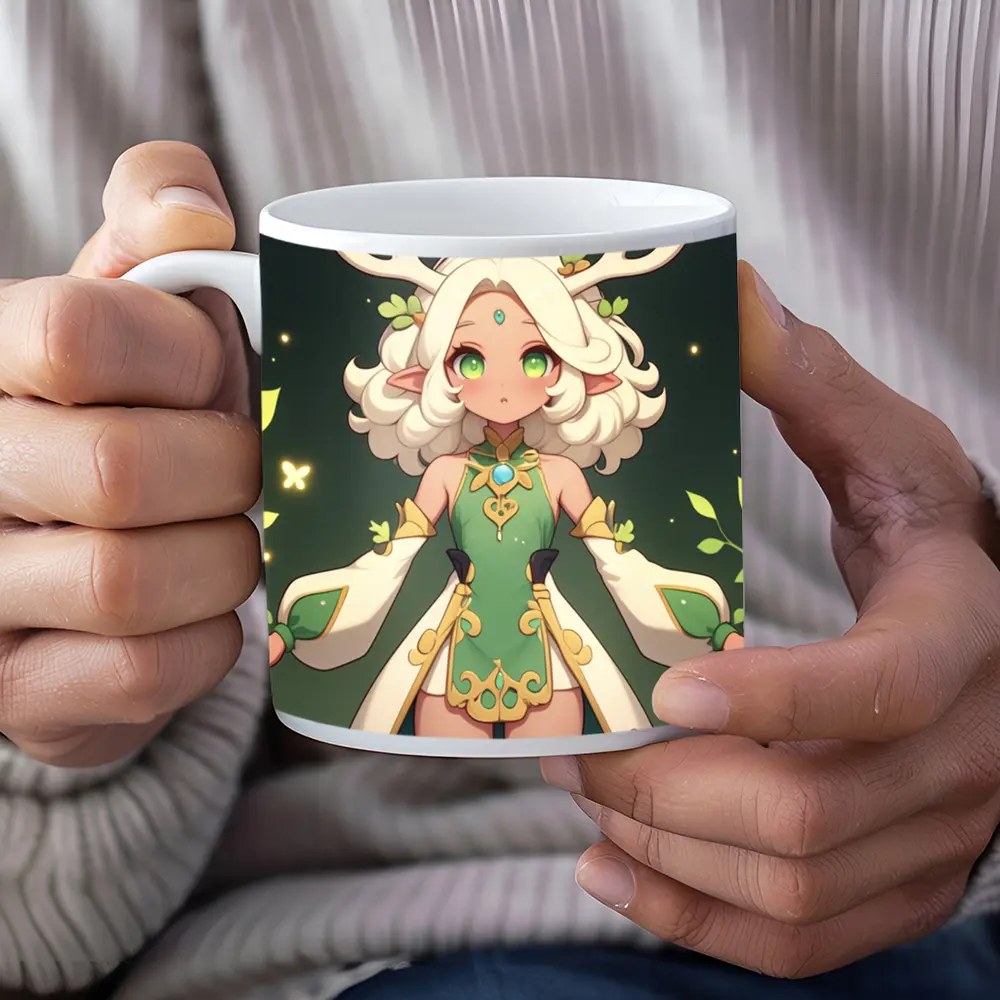 Anime Forest Spirit Girl With Antlers – Mugs