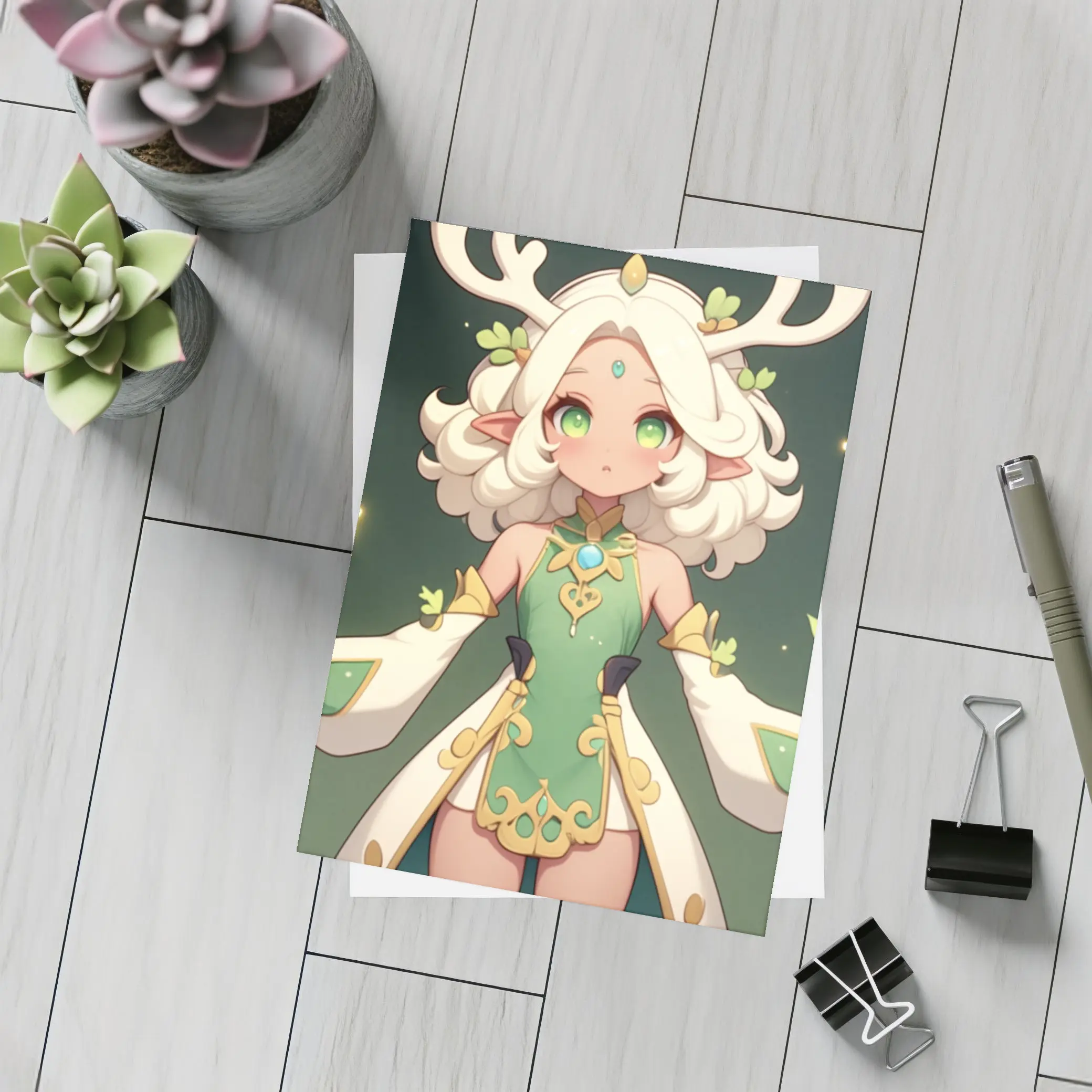 Anime Forest Spirit Girl With Antlers – Postcards
