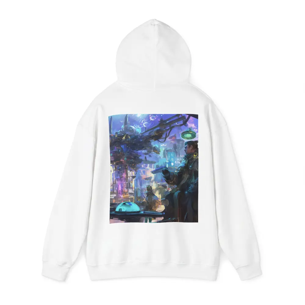 Cyberpunk City Street Market Digital Art – Hoodies