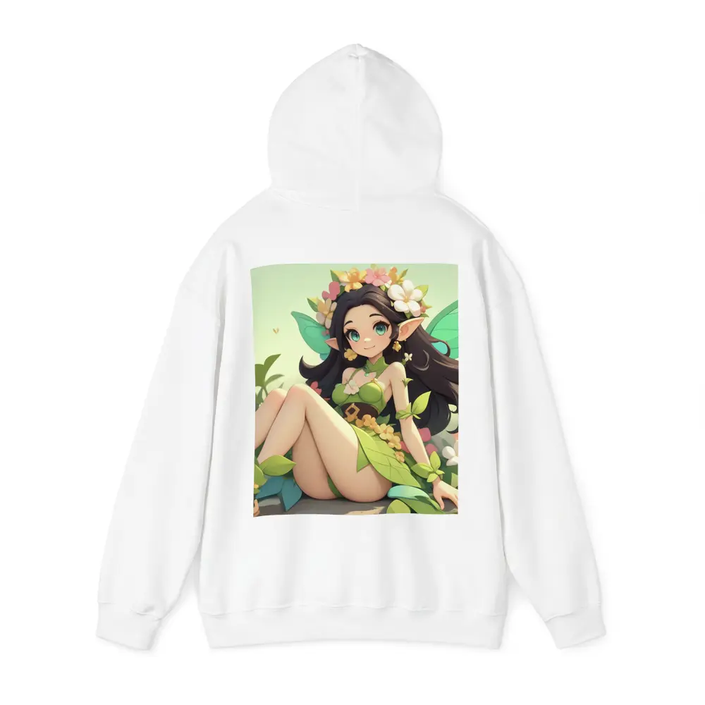 Anime Fairy Girl Sitting Among Flowers – Hoodies