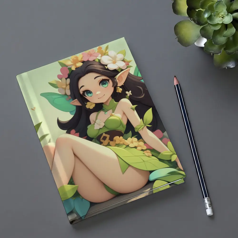 Anime Fairy Girl Sitting Among Flowers – Notebooks