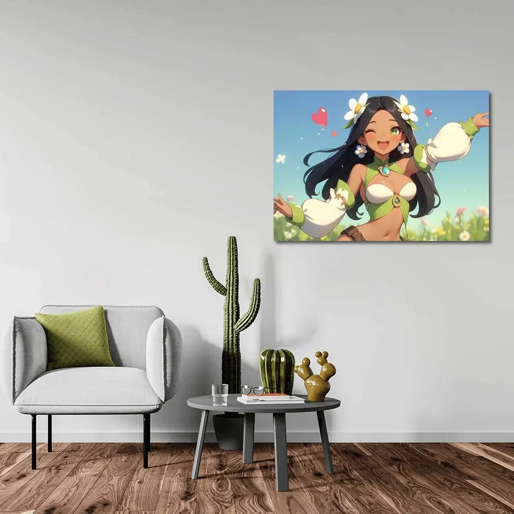 Anime Girl Daisy Flowers Summer Field – Wall Art