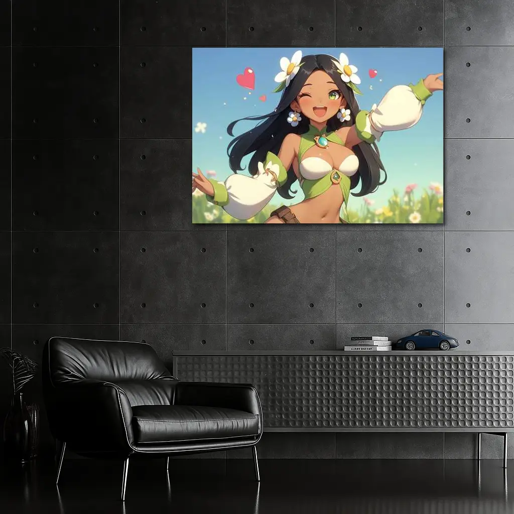 Anime Girl Daisy Flowers Summer Field – Wall Art