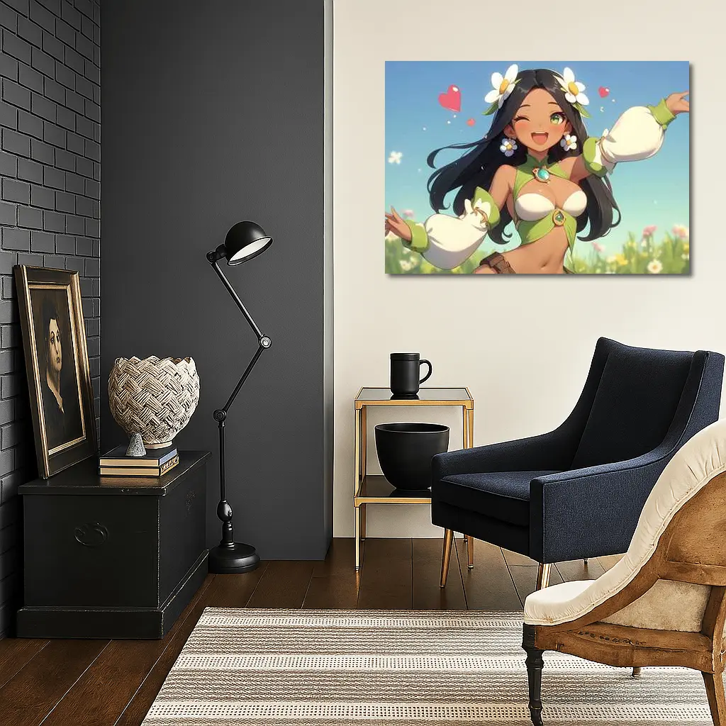 Anime Girl Daisy Flowers Summer Field – Wall Art