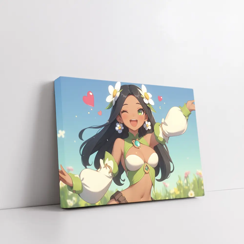 Anime Girl Daisy Flowers Summer Field – Wall Art