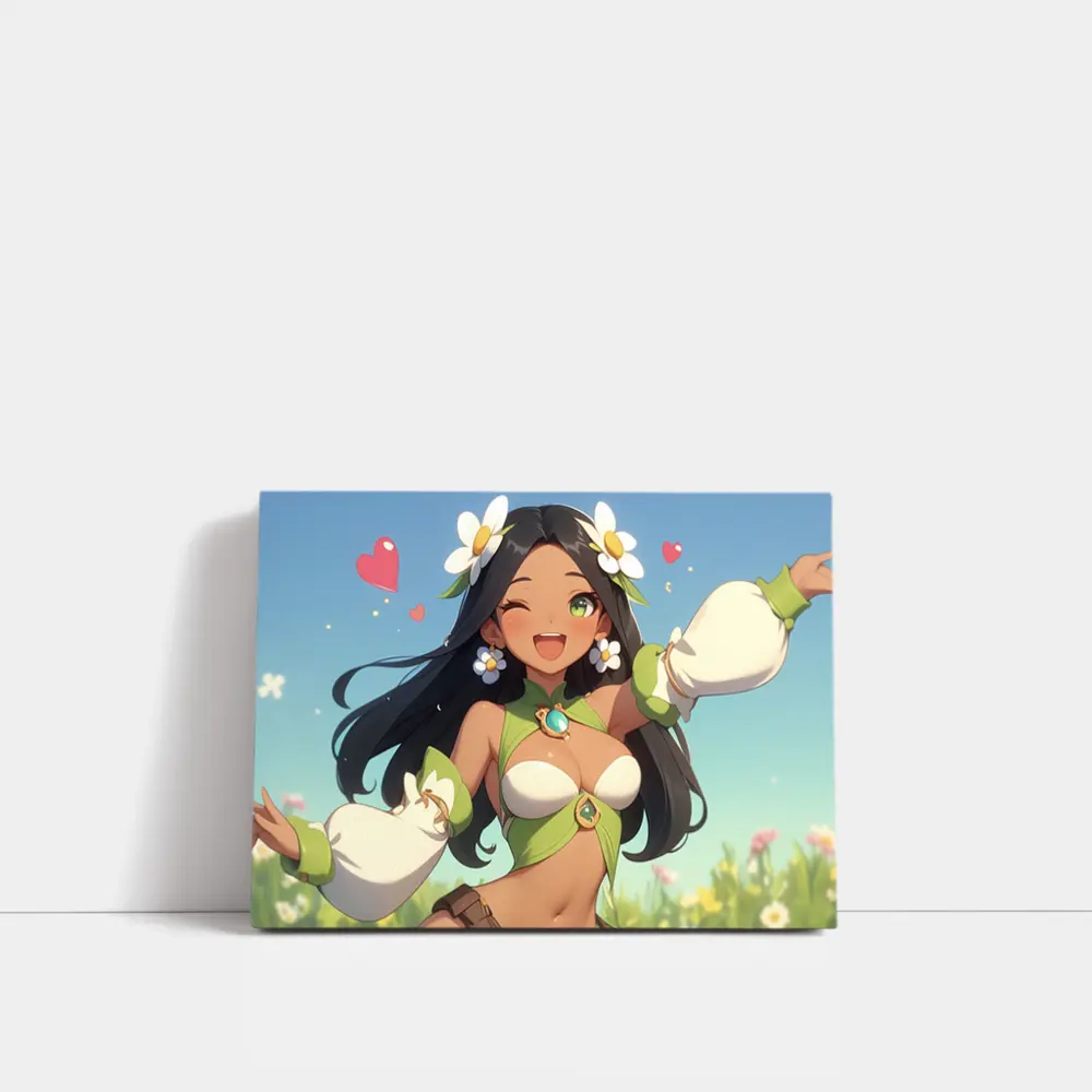 Anime Girl Daisy Flowers Summer Field – Wall Art