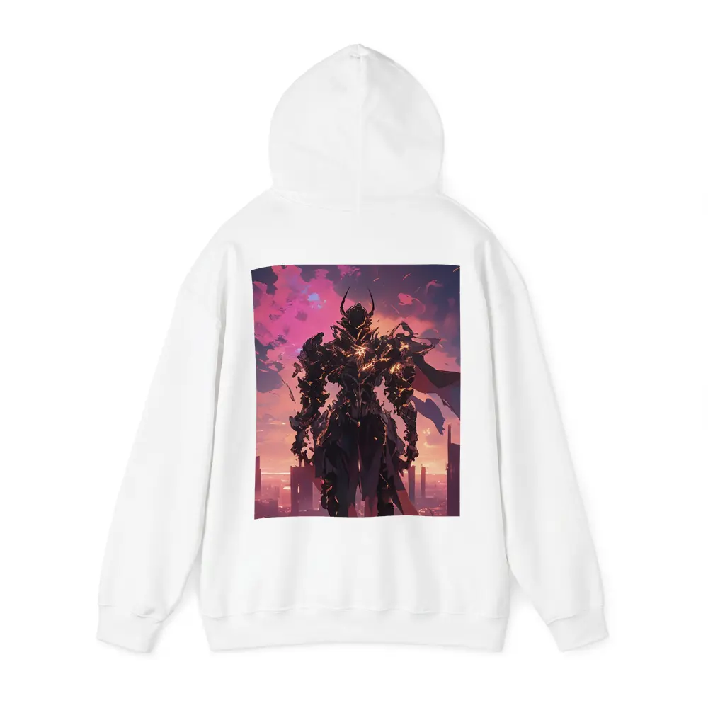 Dark Armored Warrior Anime Futuristic City Sunset – Hoodies