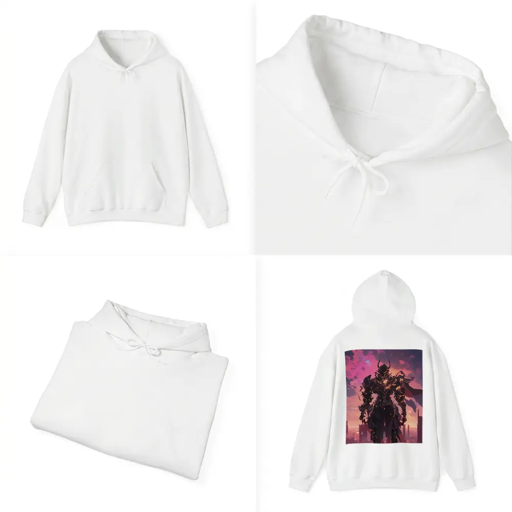 Dark Armored Warrior Anime Futuristic City Sunset – Hoodies