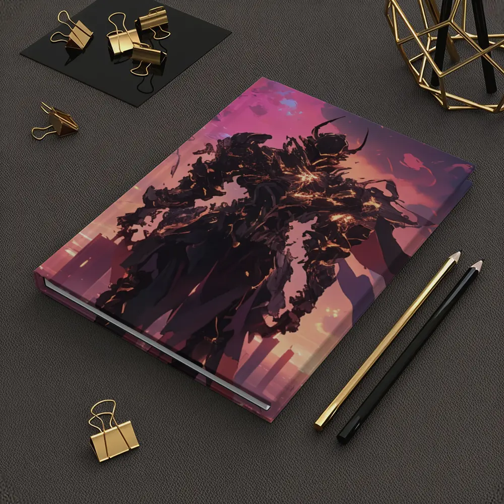Dark Armored Warrior Anime Futuristic City Sunset – Notebooks