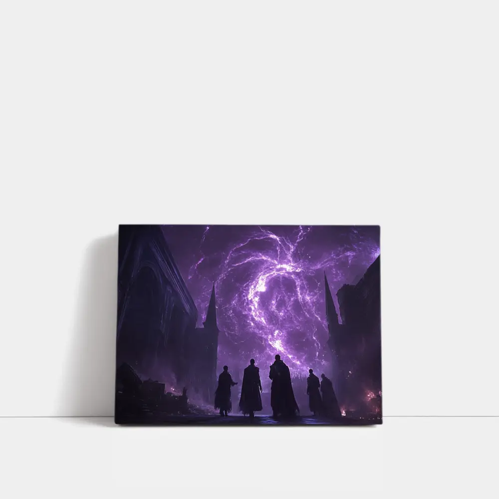 Dark Sorcerers Purple Lightning Storm Gothic Cathedral – Wall Art