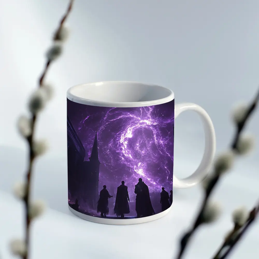 Dark Sorcerers Purple Lightning Storm Gothic Cathedral – Mugs