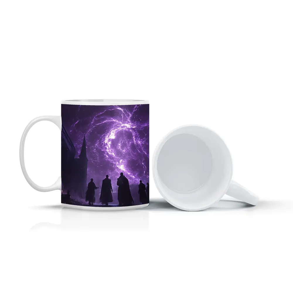 Dark Sorcerers Purple Lightning Storm Gothic Cathedral – Mugs