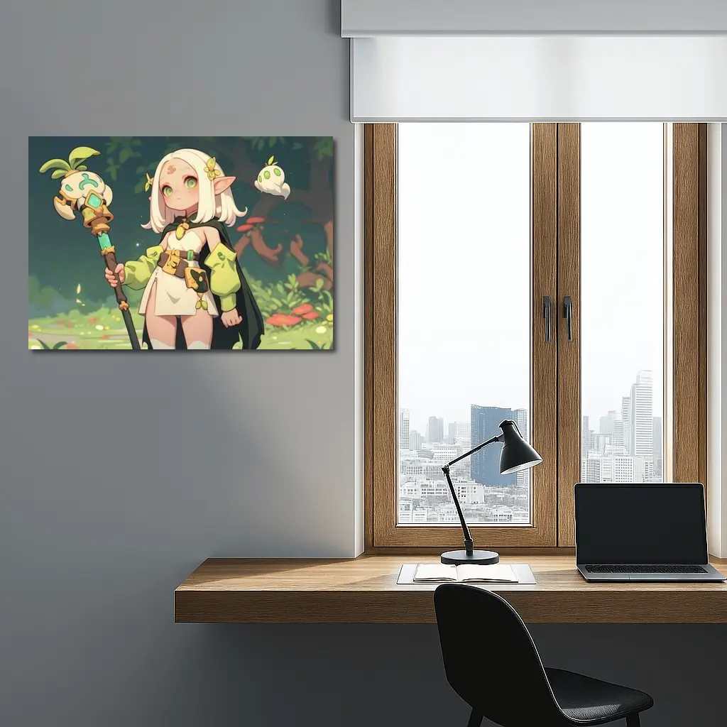 Anime Elf Girl Mage Forest Nature – Wall Art