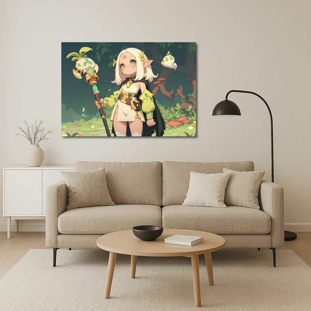 Anime Elf Girl Mage Forest Nature – Wall Art