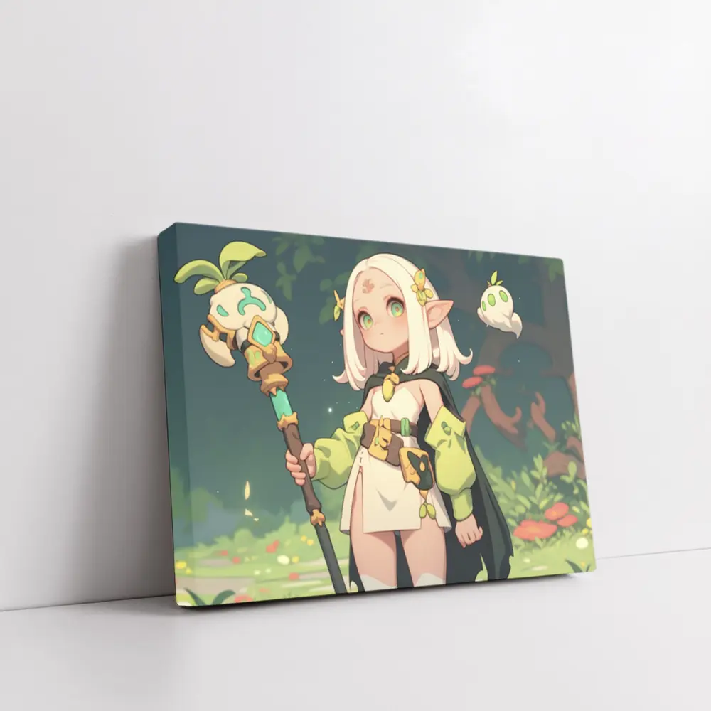 Anime Elf Girl Mage Forest Nature – Wall Art
