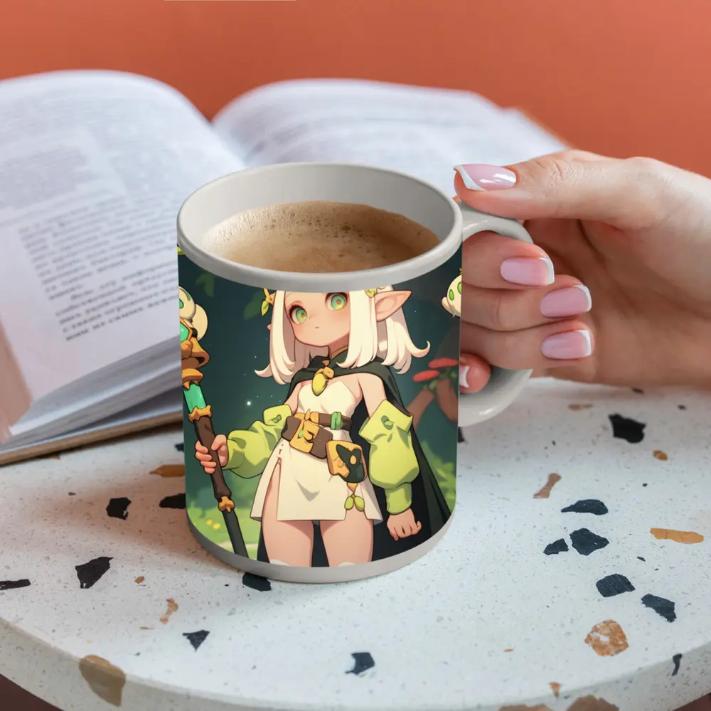 Anime Elf Girl Mage Forest Nature – Mugs