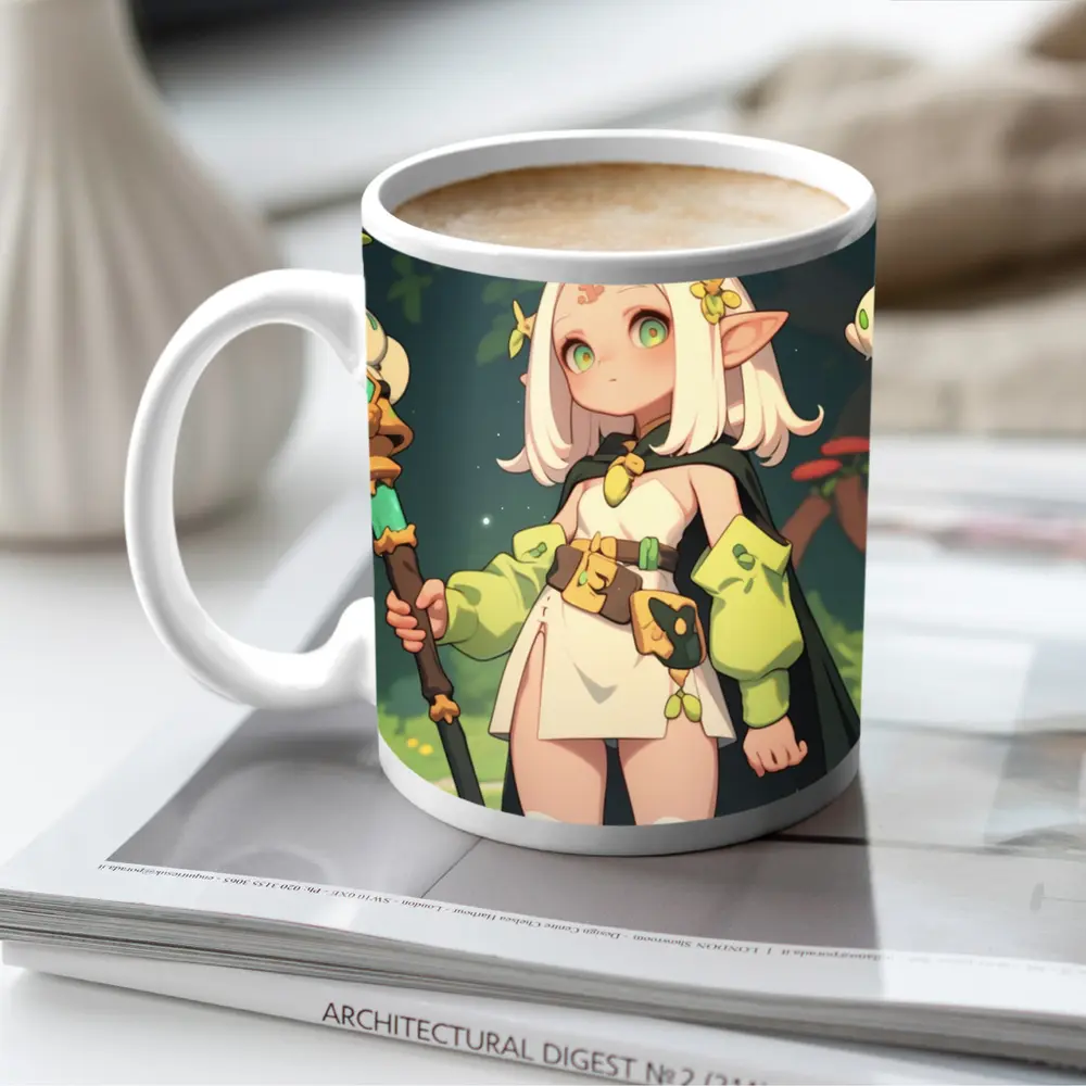 Anime Elf Girl Mage Forest Nature – Mugs