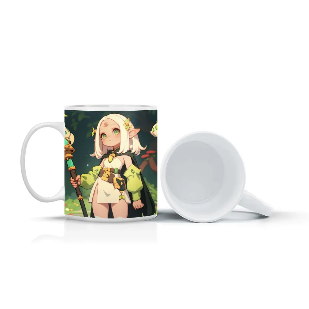 Anime Elf Girl Mage Forest Nature – Mugs