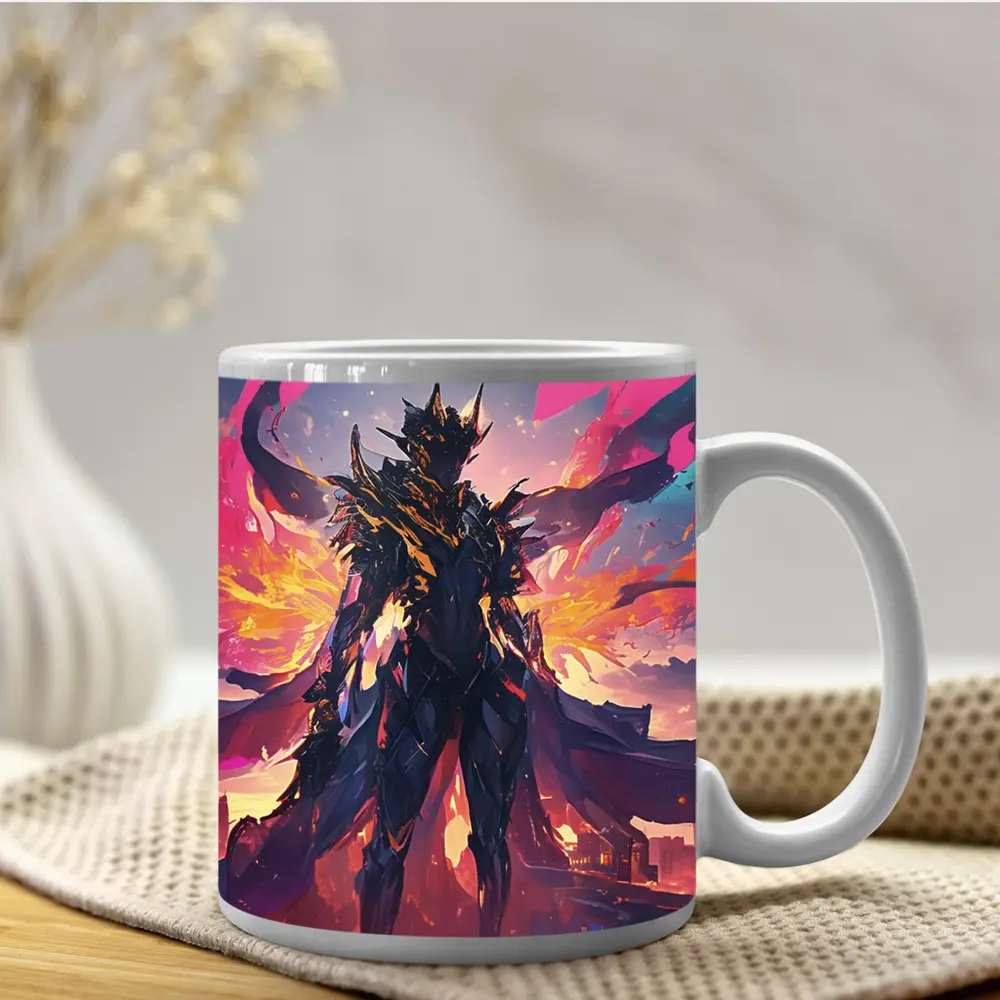 Dark Armored Warrior Anime City Sunset – Mugs