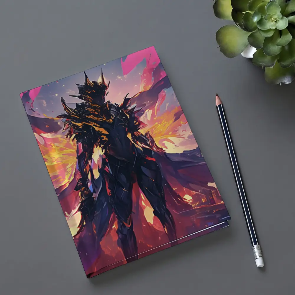 Dark Armored Warrior Anime City Sunset – Notebooks