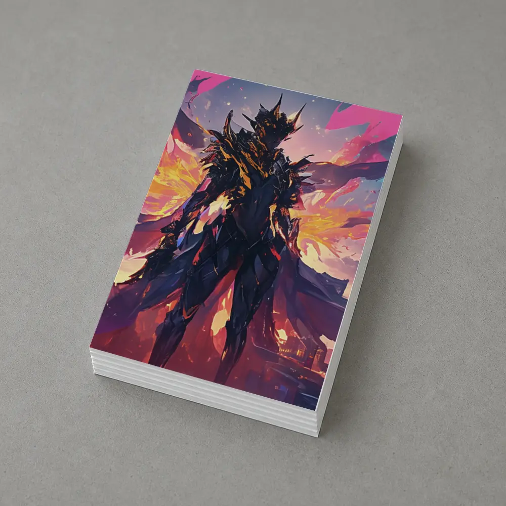 Dark Armored Warrior Anime City Sunset – Postcards
