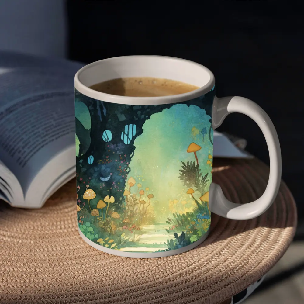 Watercolor Fantasy Forest Mushroom Garden Art – Mugs