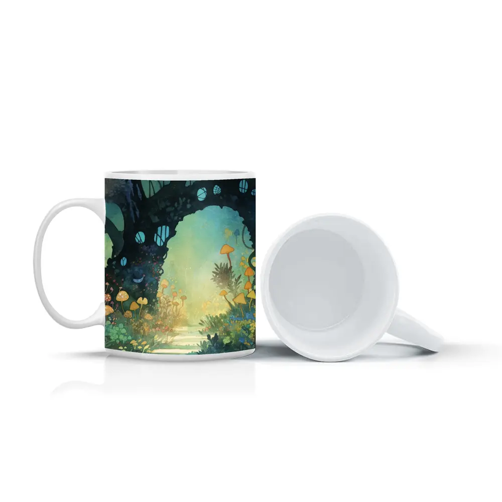 Watercolor Fantasy Forest Mushroom Garden Art – Mugs