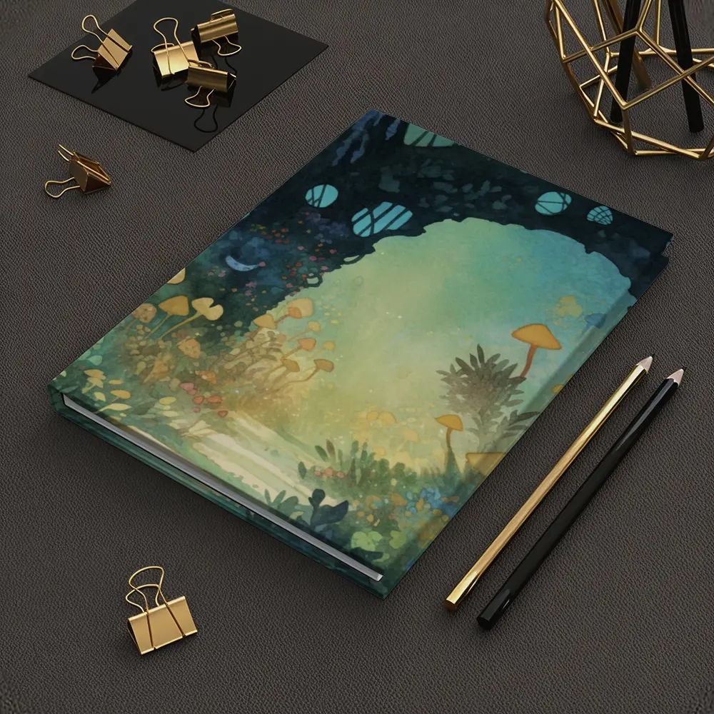 Watercolor Fantasy Forest Mushroom Garden Art – Notebooks