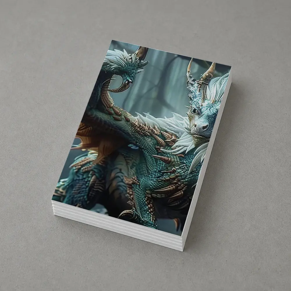Blue Dragon With Feathers In Misty Forest – Postcards