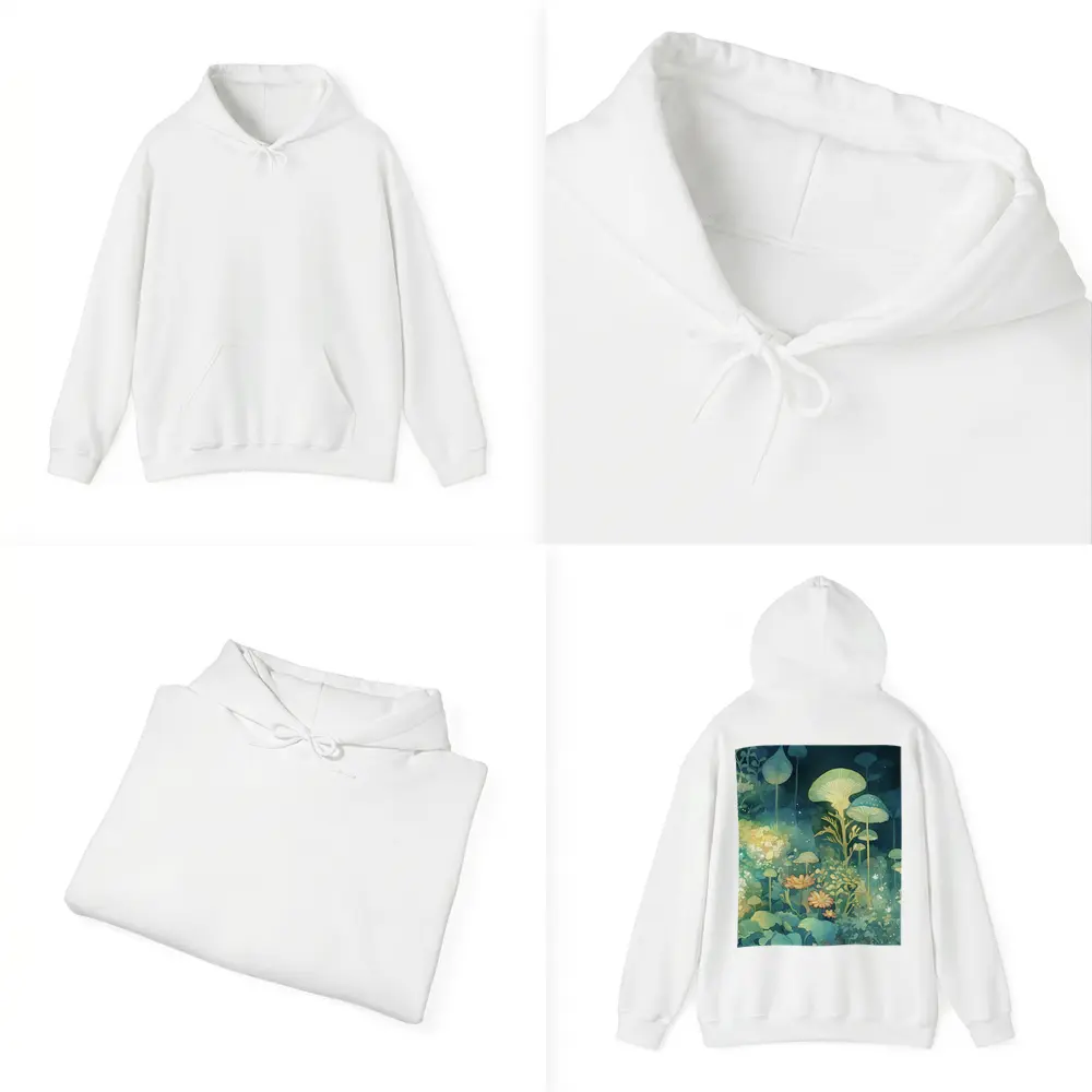 Glowing Mushrooms Fantasy Garden Watercolor Art – Hoodies