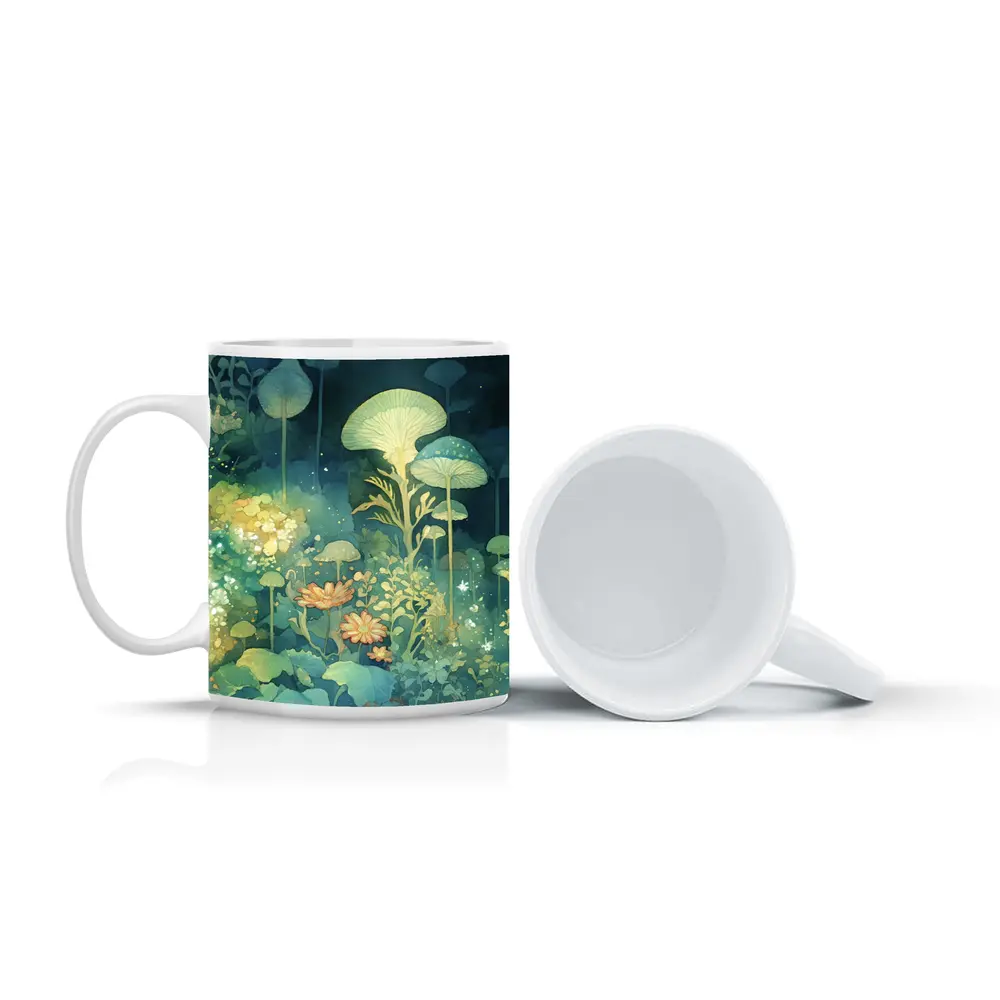 Glowing Mushrooms Fantasy Garden Watercolor Art – Mugs