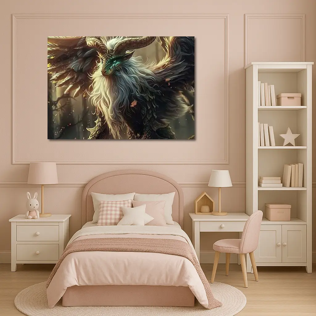 Dragon Beast Fantasy Creature Forest Art – Wall Art