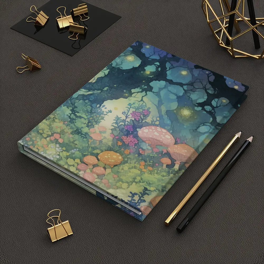 Magical Fantasy Forest Mushrooms Glowing Fireflies – Notebooks