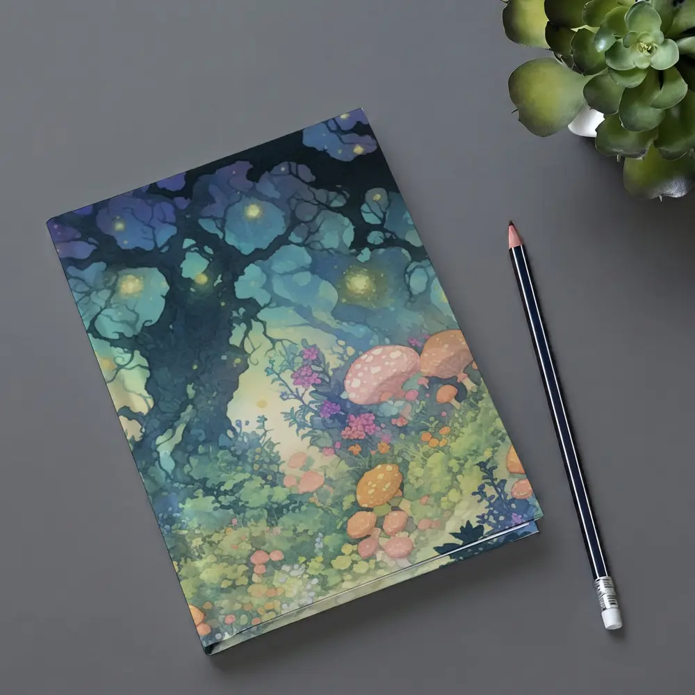 Magical Fantasy Forest Mushrooms Glowing Fireflies – Notebooks