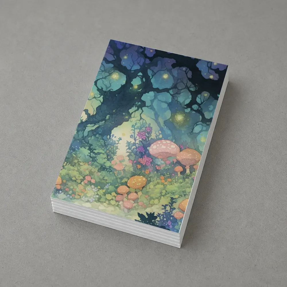 Magical Fantasy Forest Mushrooms Glowing Fireflies – Postcards