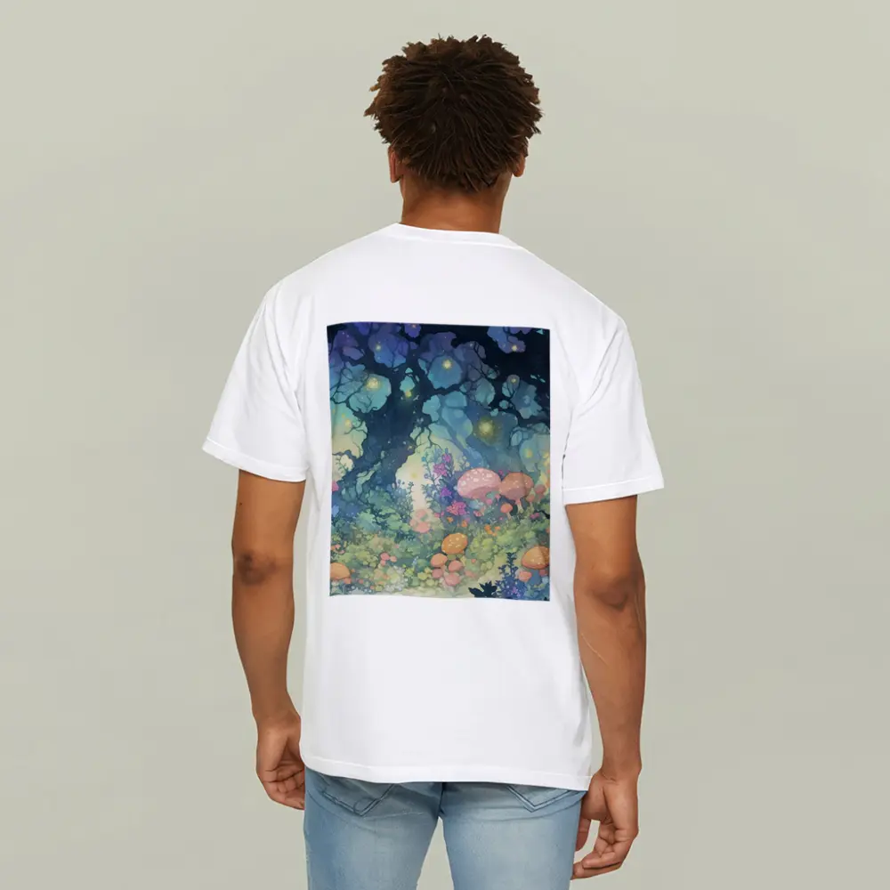 Magical Fantasy Forest Mushrooms Glowing Fireflies – T-Shirts