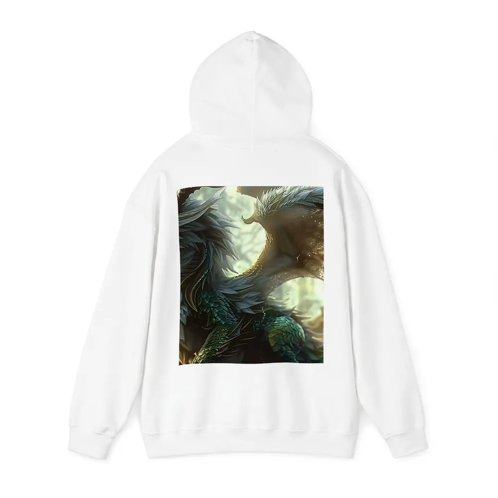 Fantasy Dragon With Feathers Forest Background – Hoodies