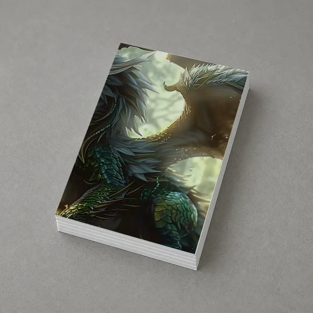 Fantasy Dragon With Feathers Forest Background – Postcards