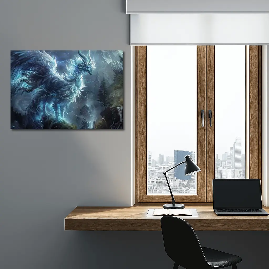 Glowing Fantasy Beast Mountain Forest Art – Wall Art