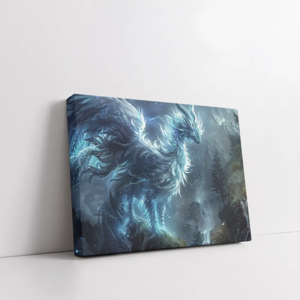 Glowing Fantasy Beast Mountain Forest Art – Wall Art